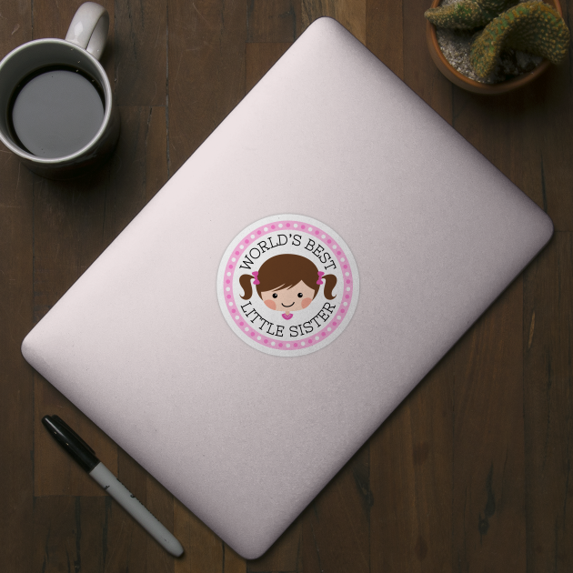 World's best little sister, cartoon girl with brown hair by happilyprinted